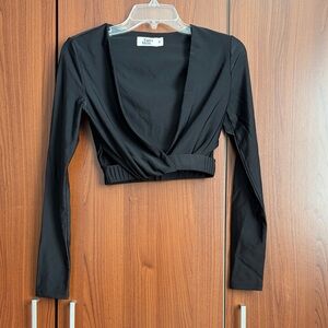 Nasty Gal Black Wrap Crop Top